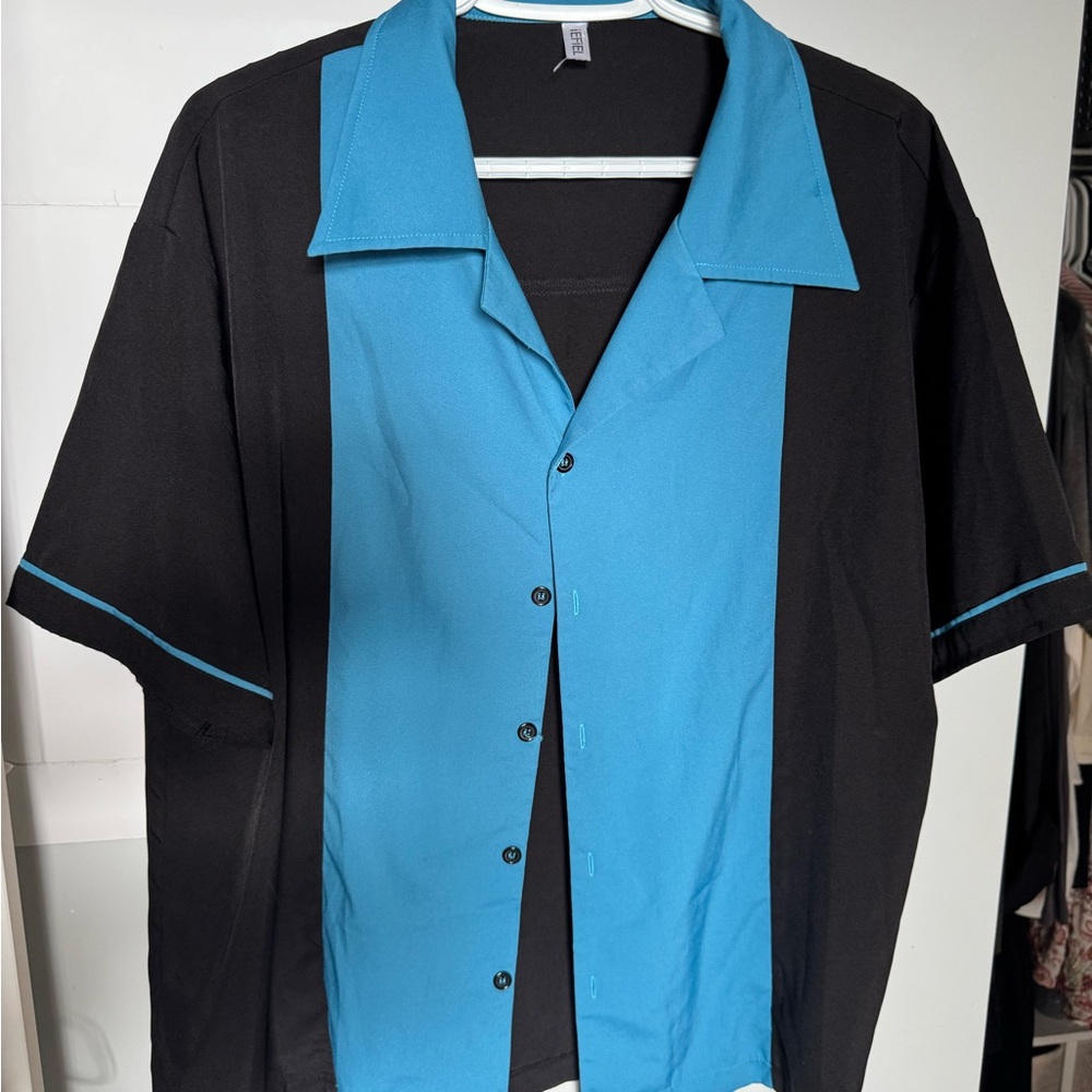 Black and Blue Button-Up Shirt